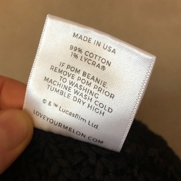 Love Your Melon Star Wars Mandalorian Baby Yoda Black Pom Beanie Knit Hat - Picture 7 of 8